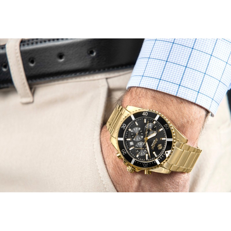 Zegarek Męski Giewont Chronograph Sapphire Złoto Czarny GW3970-B7