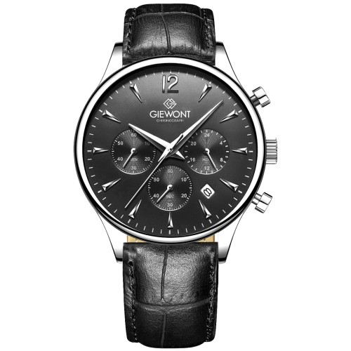Zegarek Męski Giewont Chronograph Sapphire Czarno Srebrny GW6310-A2