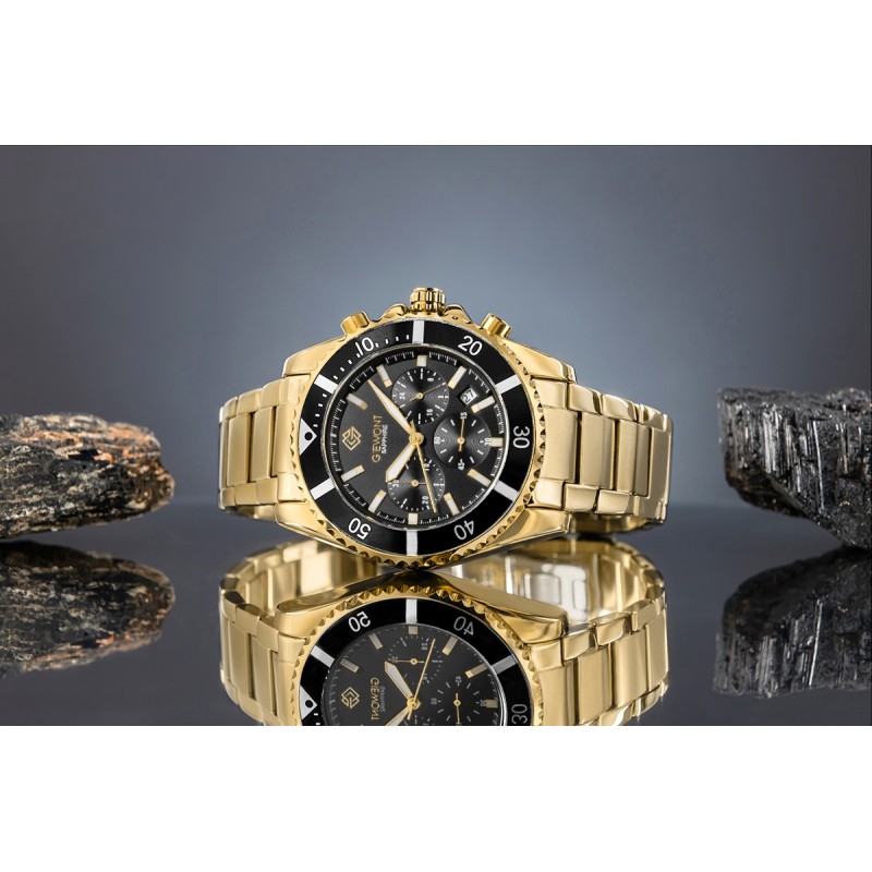 Zegarek Męski Giewont Chronograph Sapphire Złoto Czarny GW3970-B7