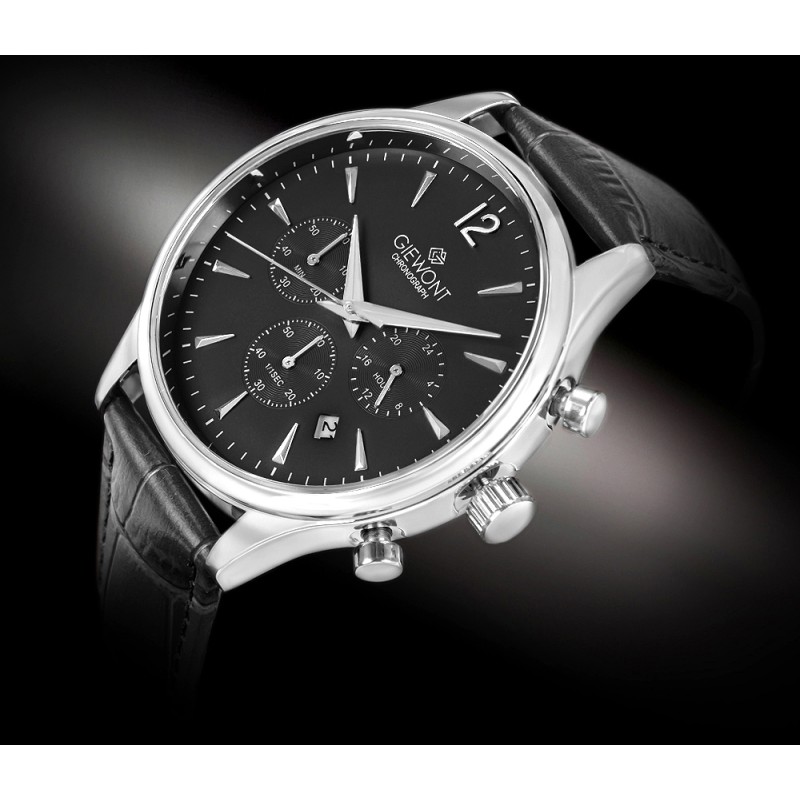 Zegarek Męski Giewont Chronograph Sapphire Czarno Srebrny GW6310-A2