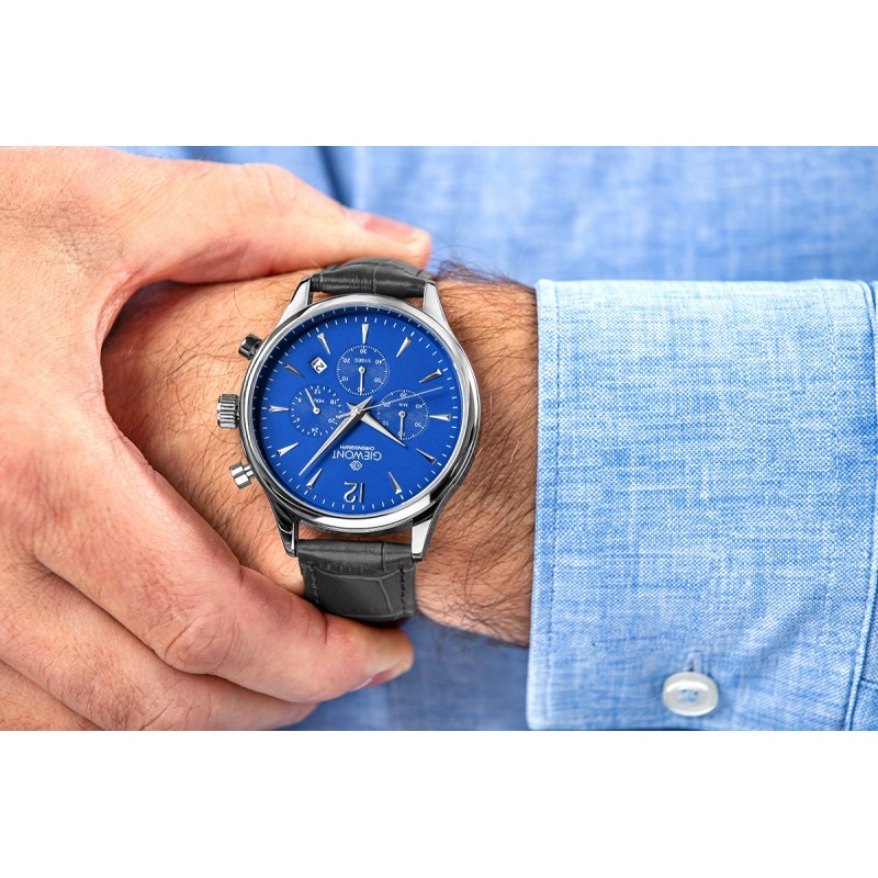 Zegarek Męski Giewont Chronograph Sapphire Czarno Niebieski GW6310-A3