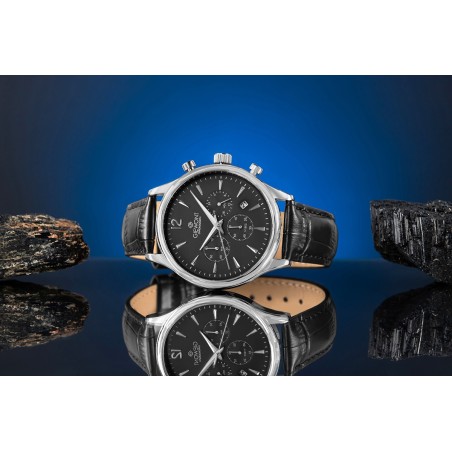 Zegarek Męski Giewont Chronograph Sapphire Czarno Srebrny GW6310-A2
