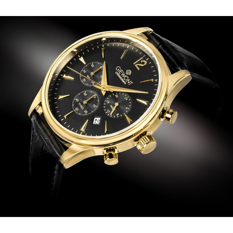 Zegarek Męski Giewont Chronograph Sapphire Czarno Złoty GW6310-A4