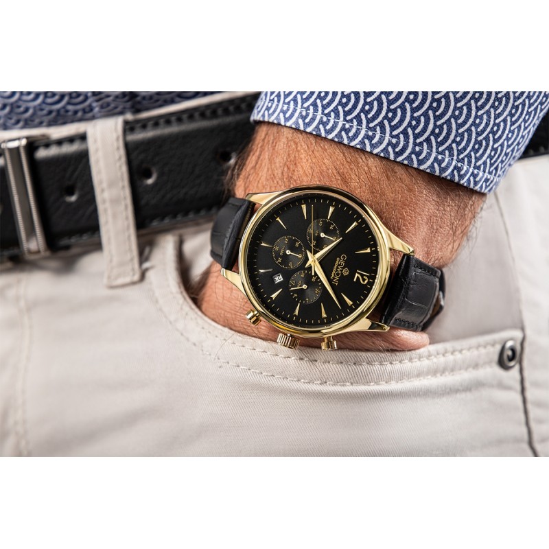 Zegarek Męski Giewont Chronograph Sapphire Czarno Złoty GW6310-A4
