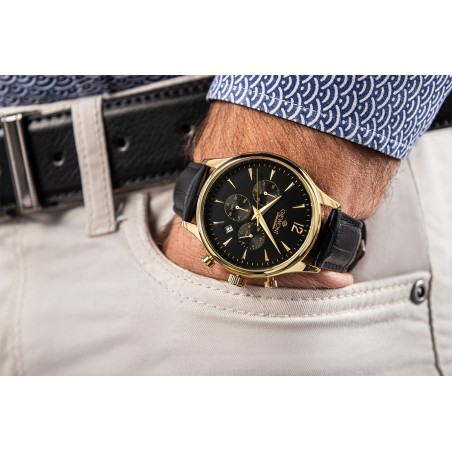 Zegarek Męski Giewont Chronograph Sapphire Czarno Złoty GW6310-A4