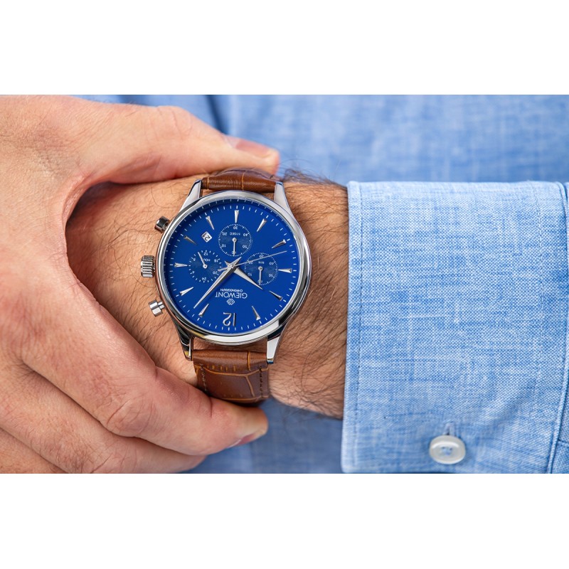 Zegarek Męski Giewont Chronograph Sapphire Brązowo Niebieski GW6310-A5