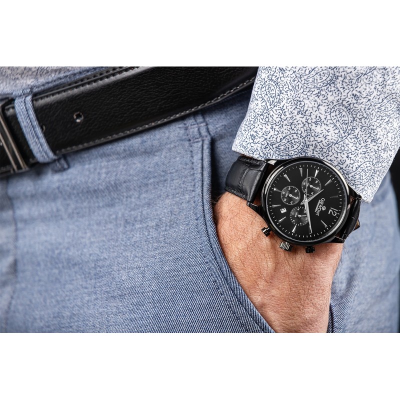 Zegarek Męski Giewont Chronograph Sapphire Czarny GW6310-A1