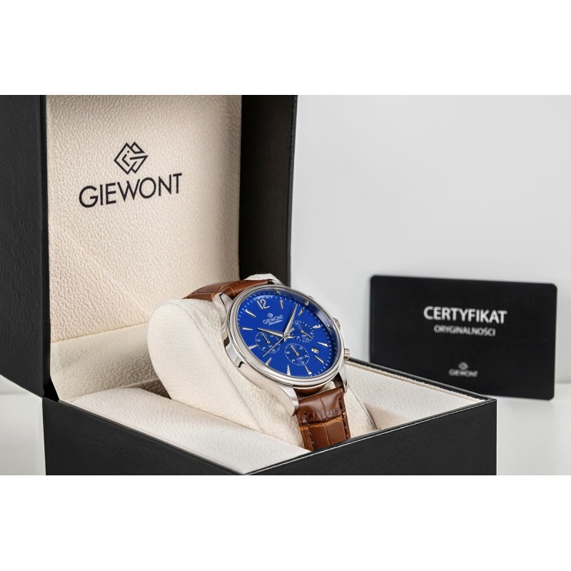 Zegarek Męski Giewont Chronograph Sapphire Brązowo Niebieski GW6310-A5