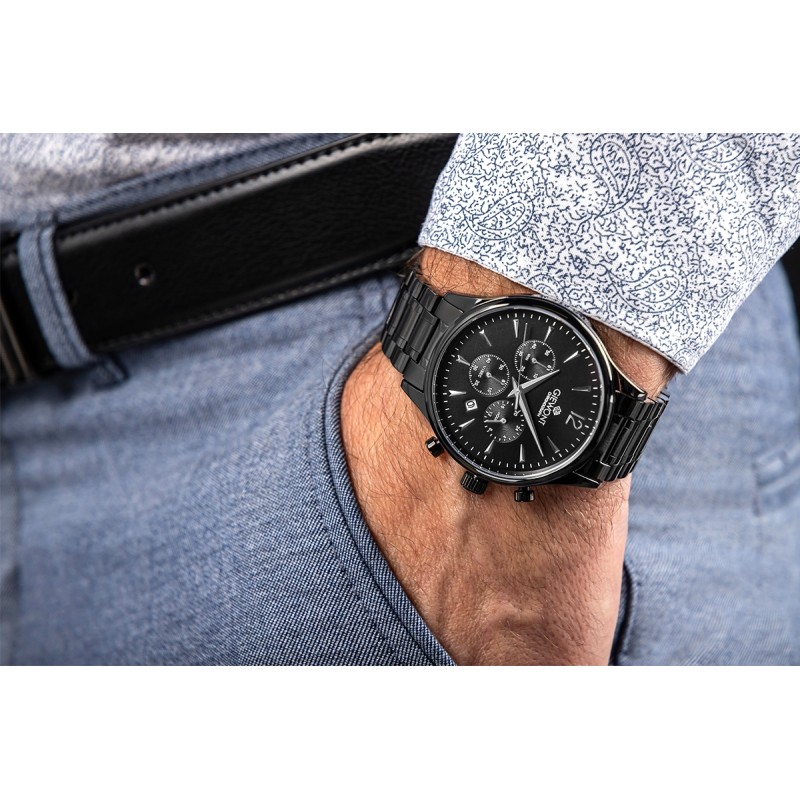 Zegarek Męski Giewont Chronograph Sapphire Czarny GW6310-B1