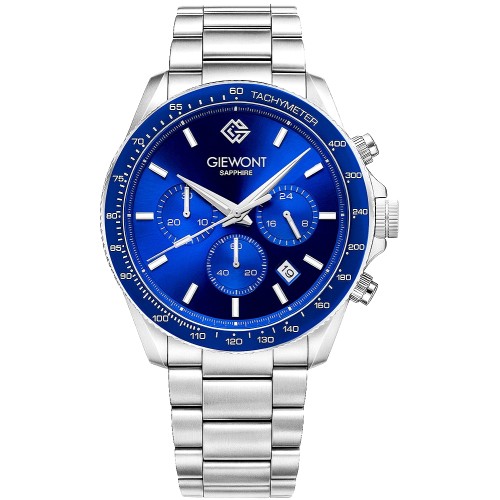 Zegarek Męski Giewont Chronograph Sapphire Srebrno Niebieski GW3520-B3