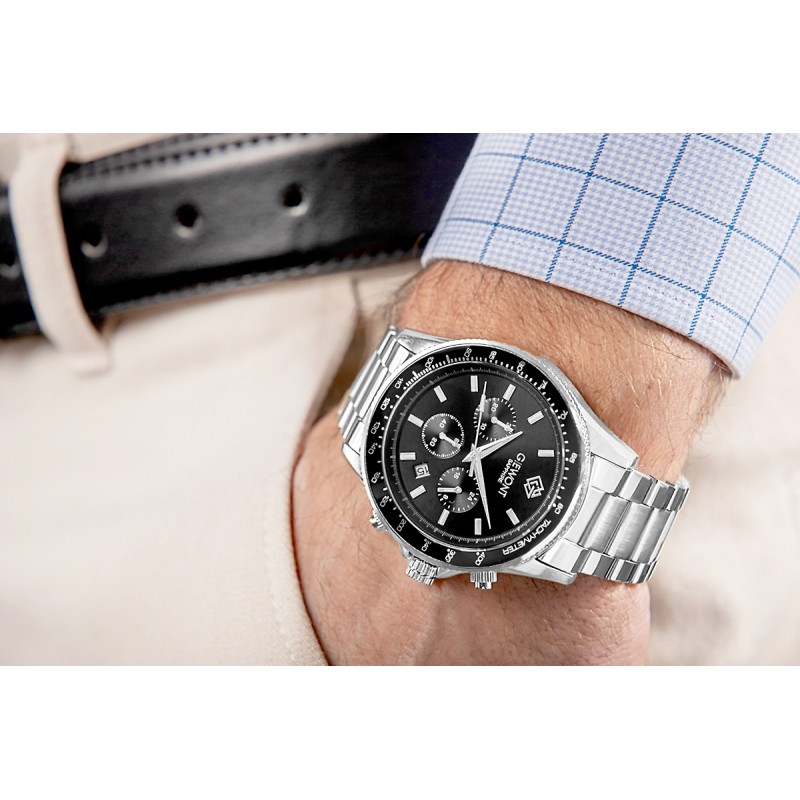 Zegarek Męski Giewont Chronograph Sapphire Srebrno Czarny GW3520-B2