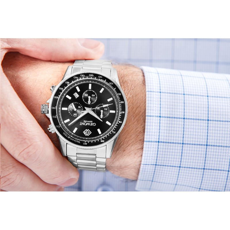 Zegarek Męski Giewont Chronograph Sapphire Srebrno Czarny GW3520-B2