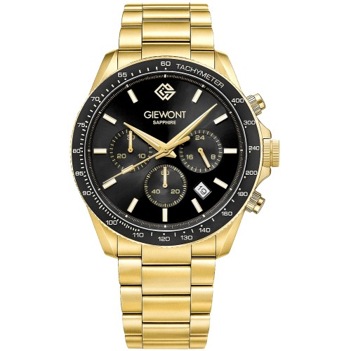 Zegarek Męski Giewont Chronograph Sapphire Złoto Czarny GW3520-B4