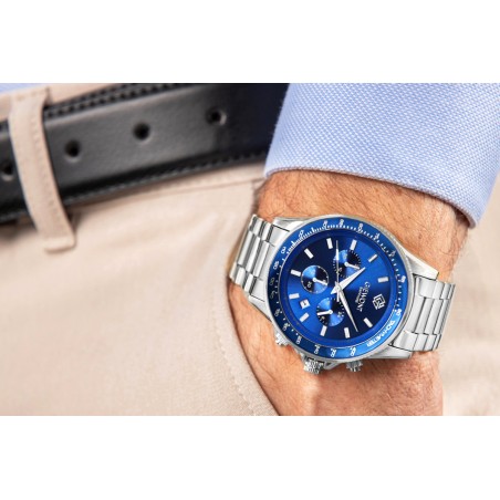 Zegarek Męski Giewont Chronograph Sapphire Srebrno Niebieski GW3520-B3