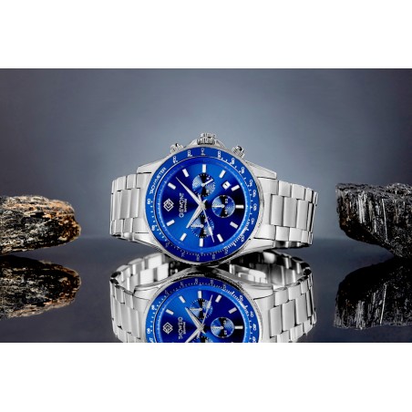 Zegarek Męski Giewont Chronograph Sapphire Srebrno Niebieski GW3520-B3