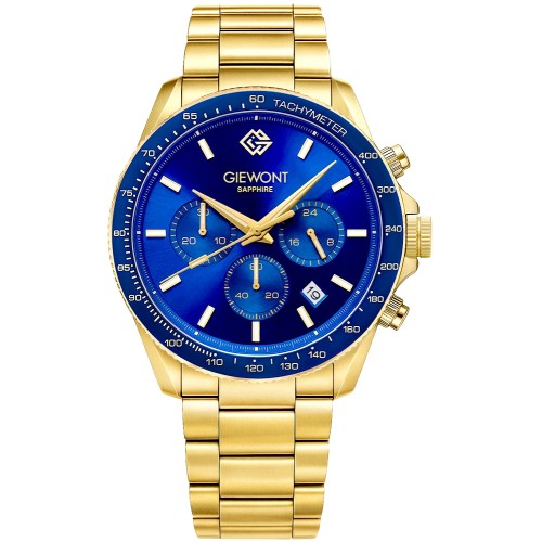 Zegarek Męski Giewont Chronograph Sapphire Złoto Niebieski GW3520-B5