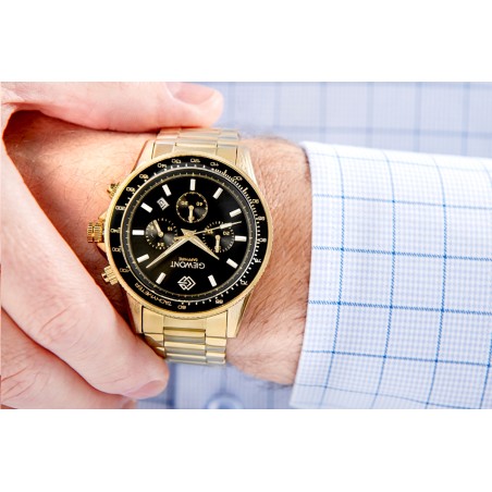 Zegarek Męski Giewont Chronograph Sapphire Złoto Czarny GW3520-B4