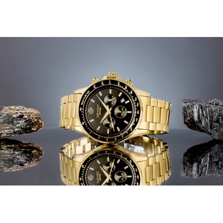 Zegarek Męski Giewont Chronograph Sapphire Złoto Czarny GW3520-B4