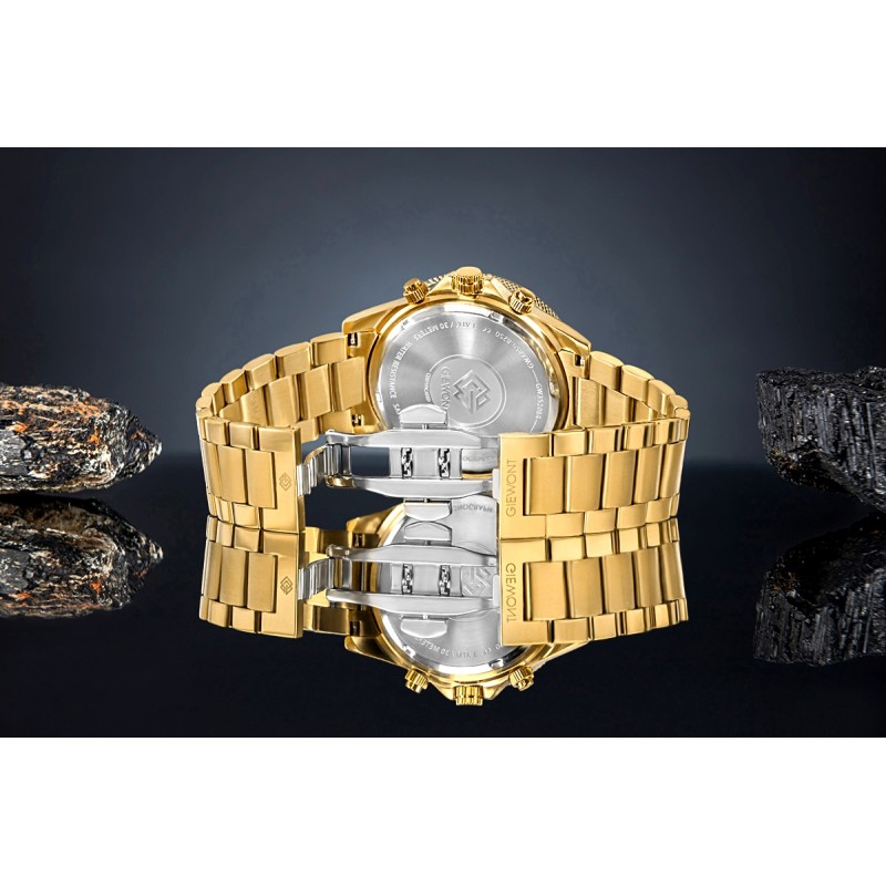 Zegarek Męski Giewont Chronograph Sapphire Złoto Czarny GW3520-B4