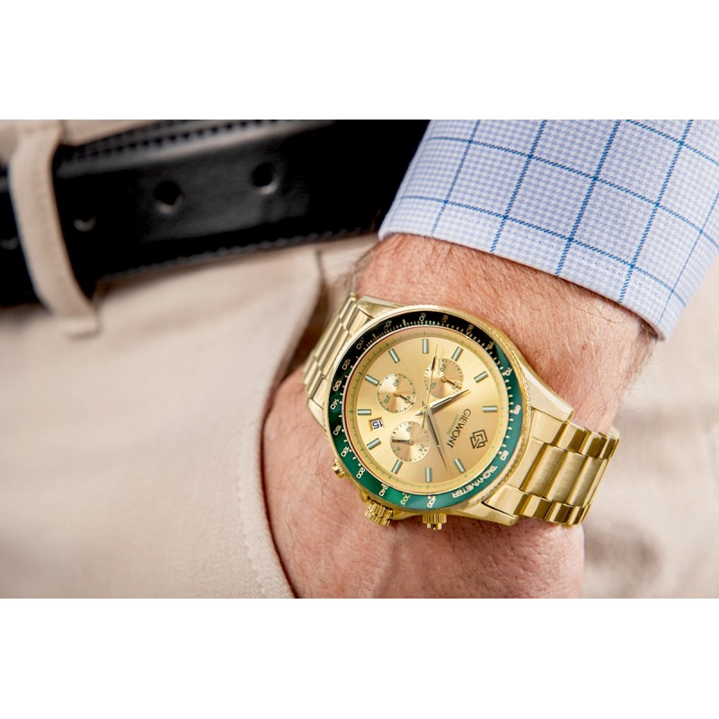 Zegarek Męski Giewont Chronograph Sapphire Złoto Zielony GW3520-B6