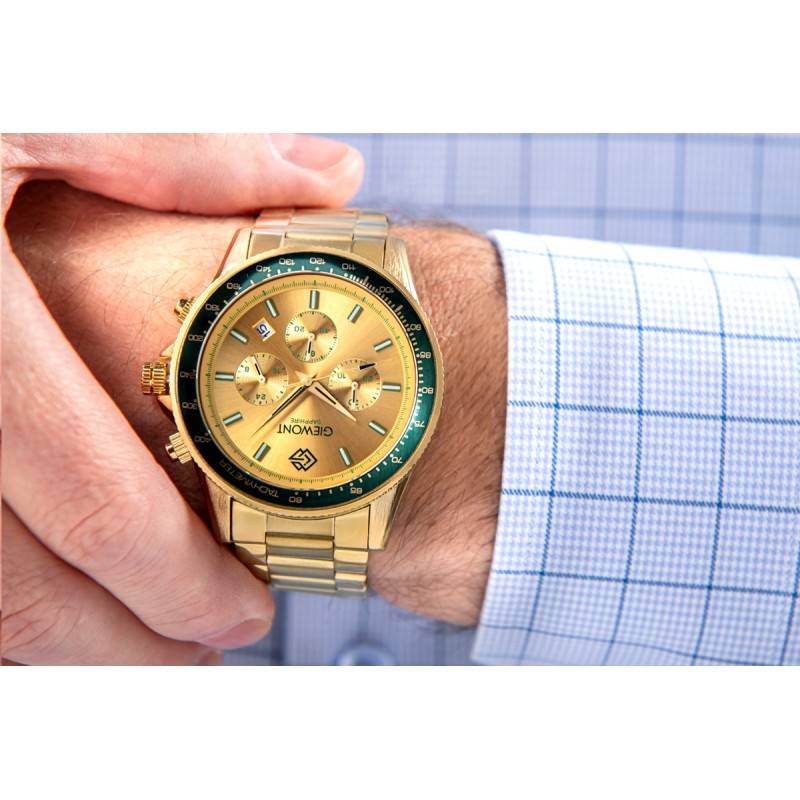 Zegarek Męski Giewont Chronograph Sapphire Złoto Zielony GW3520-B6