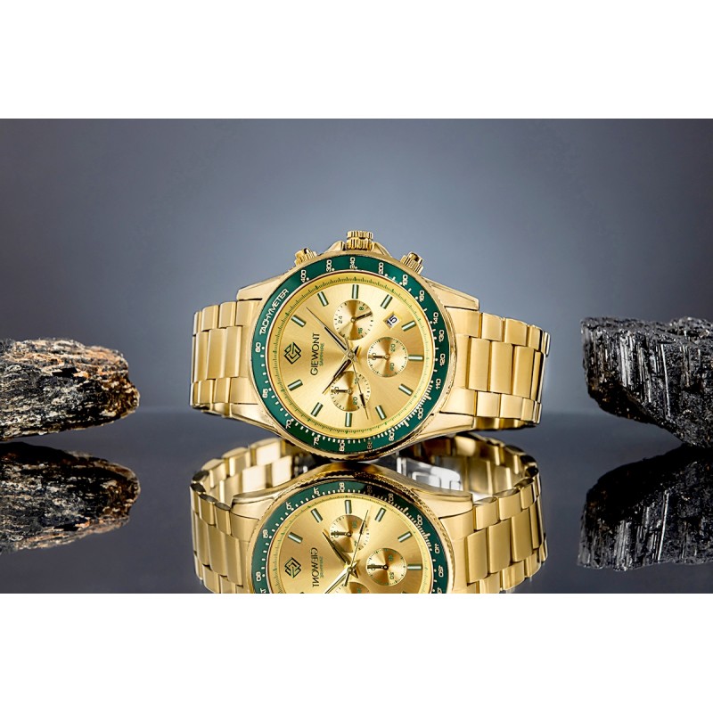 Zegarek Męski Giewont Chronograph Sapphire Złoto Zielony GW3520-B6