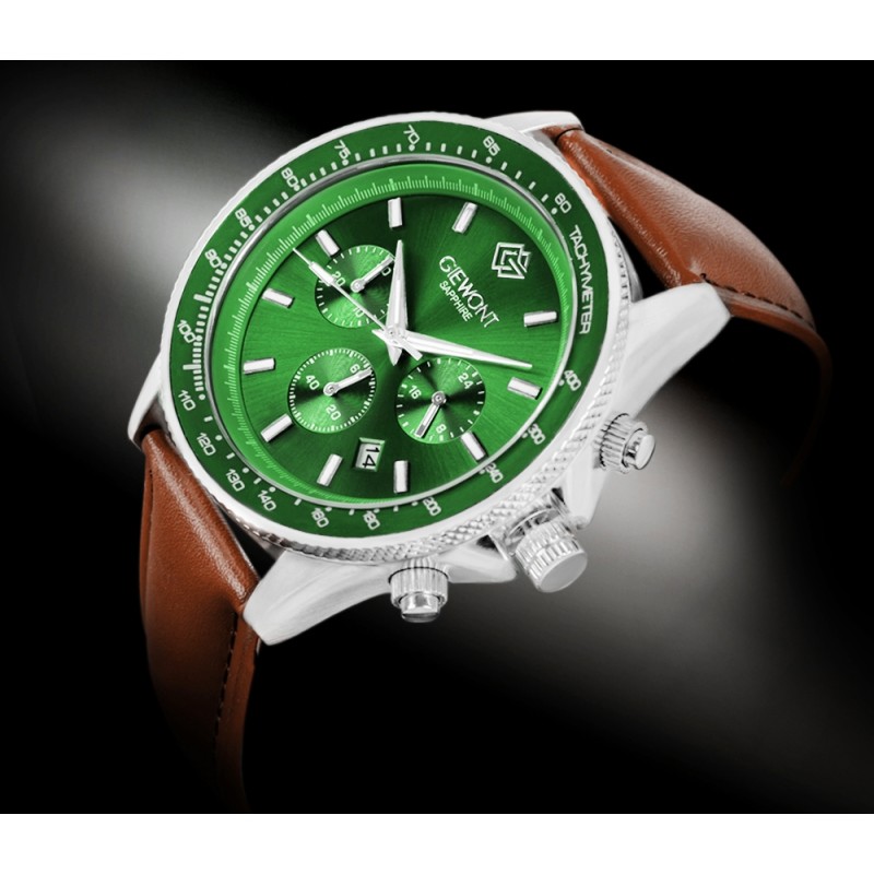Zegarek Męski Giewont Chronograph Sapphire Brązowo Zielony GW3520-A6