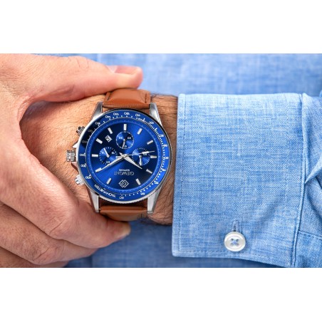 Zegarek Męski Giewont Chronograph Sapphire Brązowo Niebieski GW3520-A5
