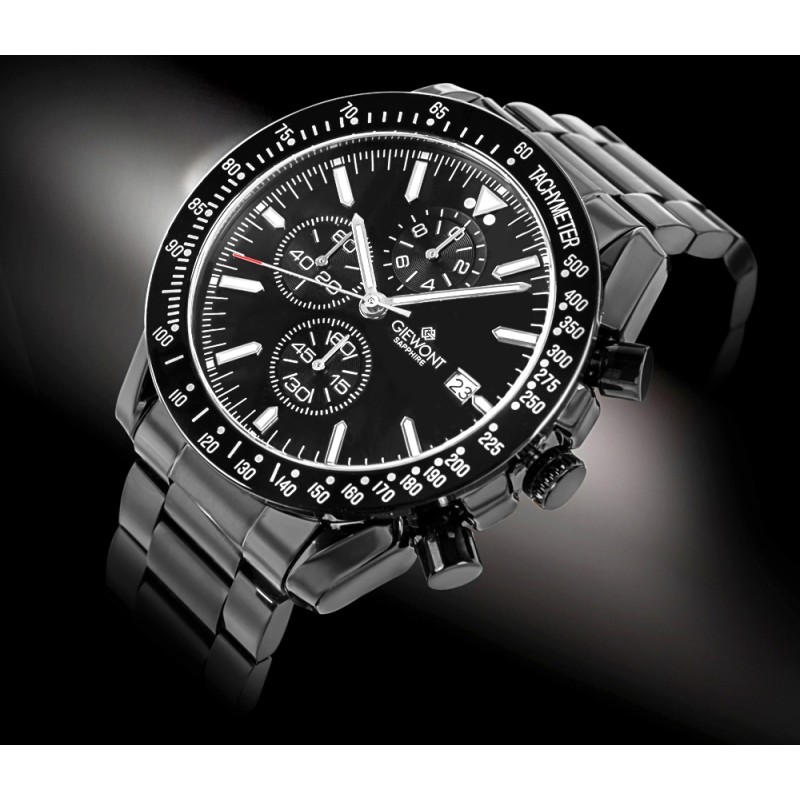 Zegarek Męski Giewont Chronograph Sapphire Czarny GW8720-B1
