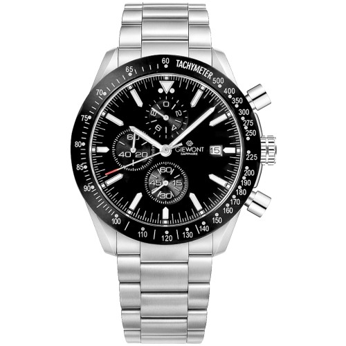 Zegarek Męski Giewont Chronograph Sapphire Srebrno Czarny GW8720-B2