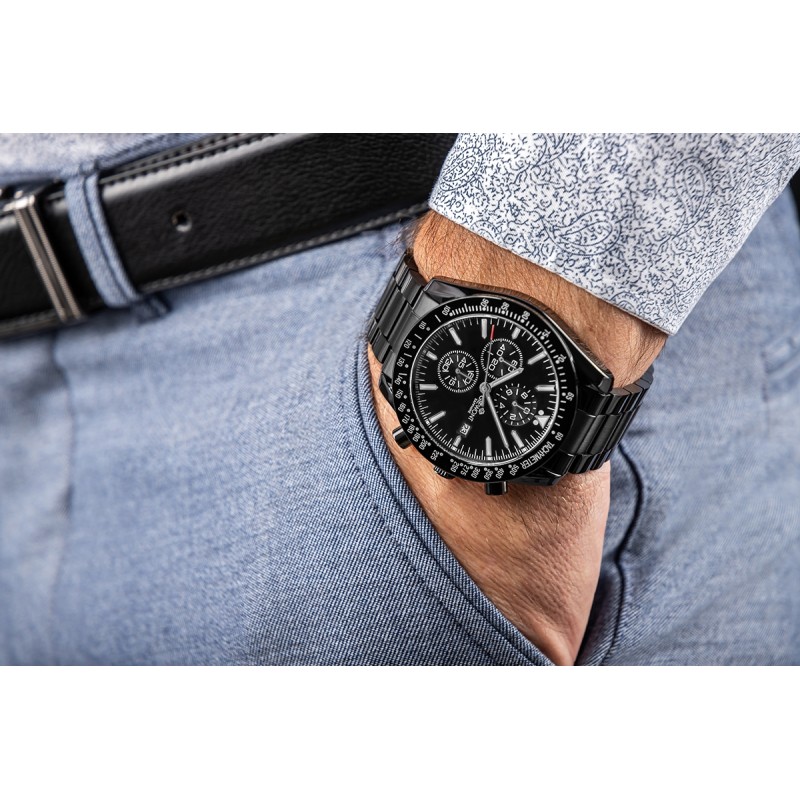 Zegarek Męski Giewont Chronograph Sapphire Czarny GW8720-B1