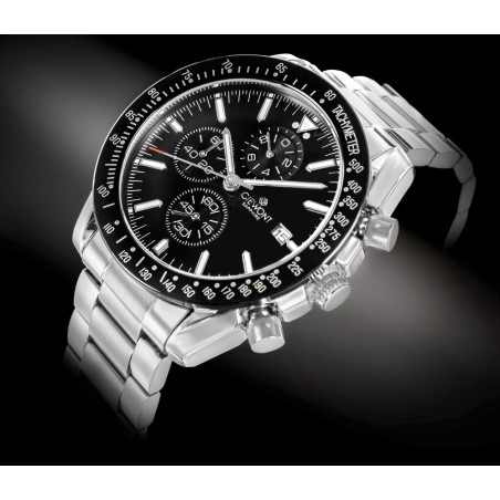 Zegarek Męski Giewont Chronograph Sapphire Srebrno Czarny GW8720-B2