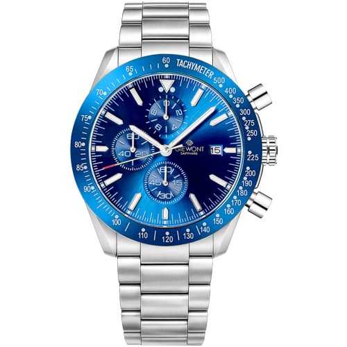 Zegarek Męski Giewont Chronograph Sapphire Srebrno Niebieski GW8720-B3
