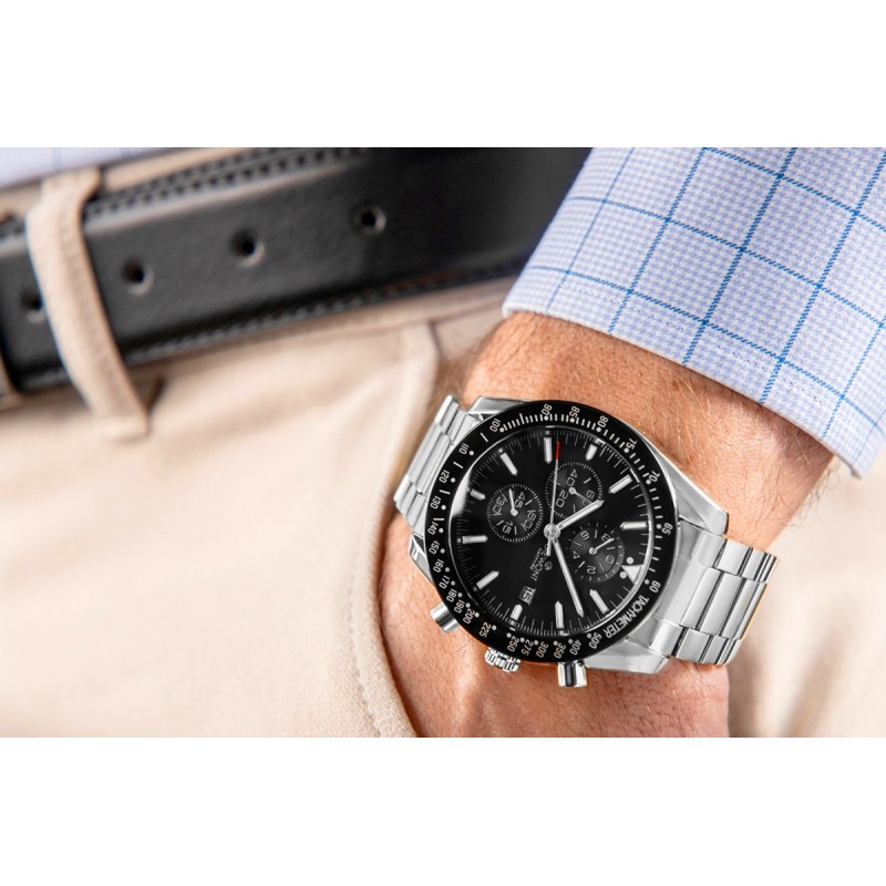 Zegarek Męski Giewont Chronograph Sapphire Srebrno Czarny GW8720-B2