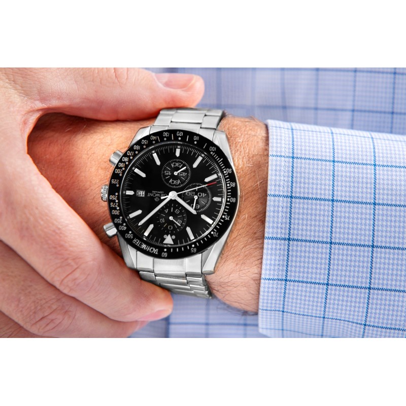 Zegarek Męski Giewont Chronograph Sapphire Srebrno Czarny GW8720-B2