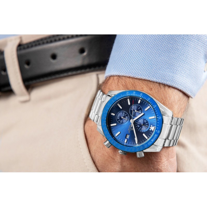 Zegarek Męski Giewont Chronograph Sapphire Srebrno Niebieski GW8720-B3
