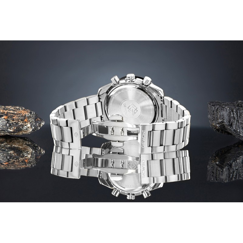 Zegarek Męski Giewont Chronograph Sapphire Srebrno Czarny GW8720-B2