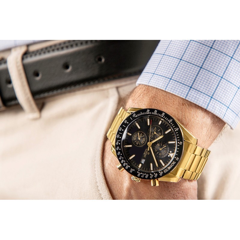 Zegarek Męski Giewont Chronograph Sapphire Złoto Czarny GW8720-B4