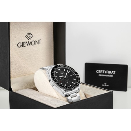 Zegarek Męski Giewont Chronograph Sapphire Srebrno Czarny GW8720-B2