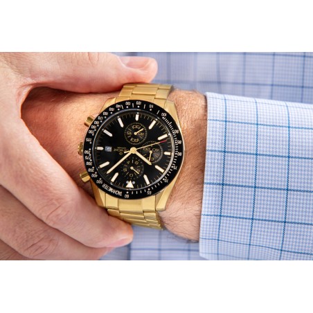 Zegarek Męski Giewont Chronograph Sapphire Złoto Czarny GW8720-B4