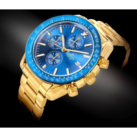 Zegarek Męski Giewont Chronograph Sapphire Złoto Niebieski GW8720-B6