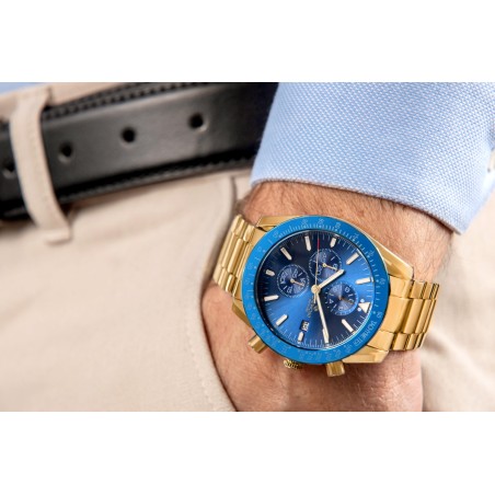 Zegarek Męski Giewont Chronograph Sapphire Złoto Niebieski GW8720-B6