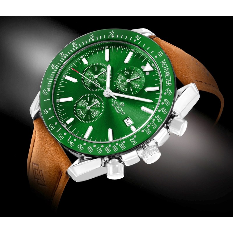 Zegarek Męski Giewont Chronograph Sapphire Brązowo Zielony GW8720-A3