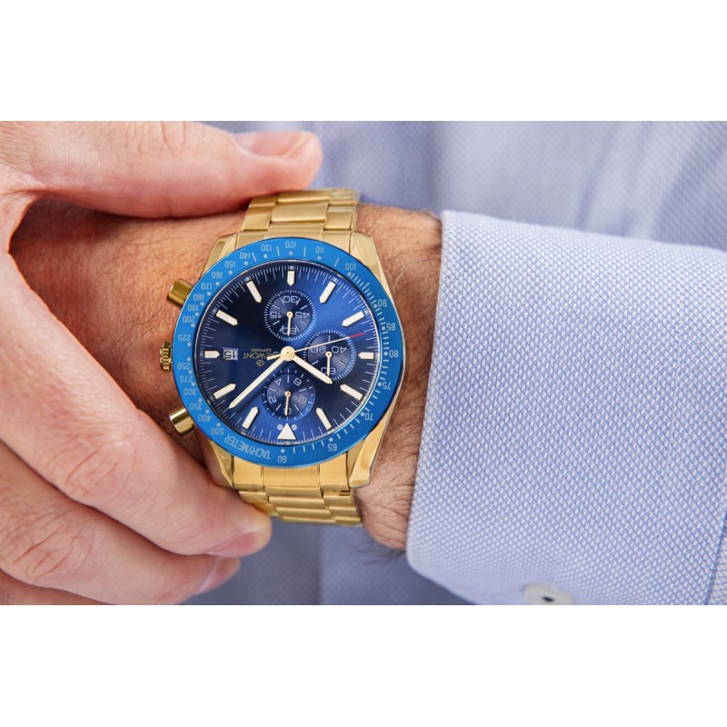 Zegarek Męski Giewont Chronograph Sapphire Złoto Niebieski GW8720-B6