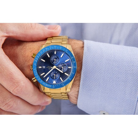 Zegarek Męski Giewont Chronograph Sapphire Złoto Niebieski GW8720-B6