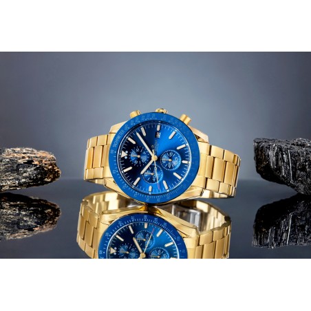 Zegarek Męski Giewont Chronograph Sapphire Złoto Niebieski GW8720-B6