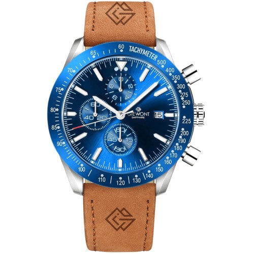 Zegarek Męski Giewont Chronograph Sapphire Brązowo Niebieski GW8720-A2