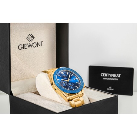 Zegarek Męski Giewont Chronograph Sapphire Złoto Niebieski GW8720-B6