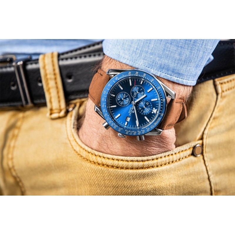 Zegarek Męski Giewont Chronograph Sapphire Brązowo Niebieski GW8720-A2
