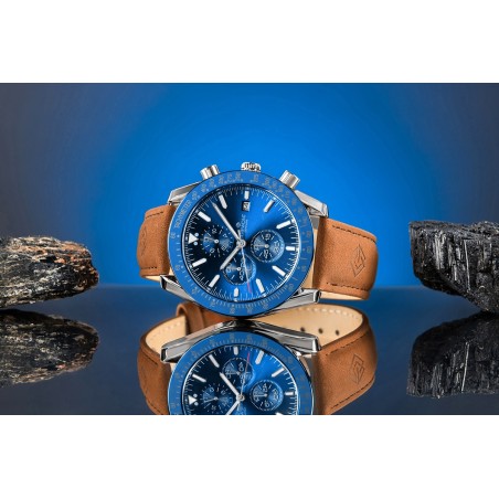 Zegarek Męski Giewont Chronograph Sapphire Brązowo Niebieski GW8720-A2